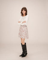 Jupe imprimée fleurs ecru Staicy