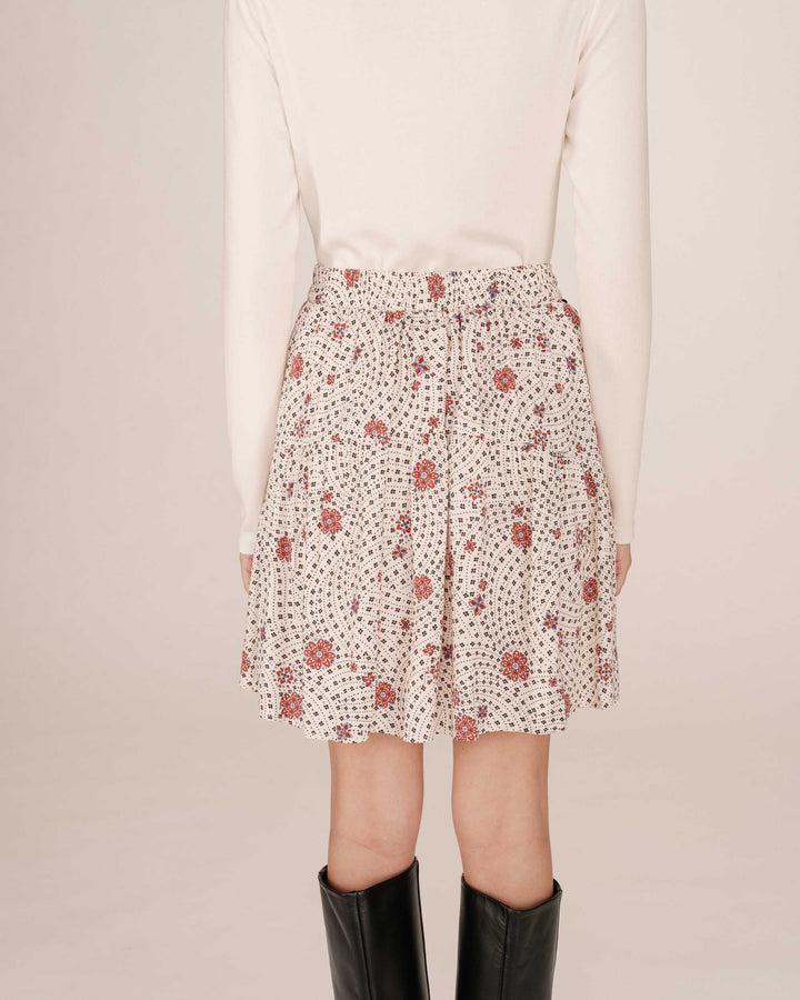 Jupe imprimée fleurs ecru Staicy