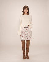 Jupe imprimée fleurs ecru Staicy