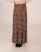 Jupe longue imprimée chocolat Sibella