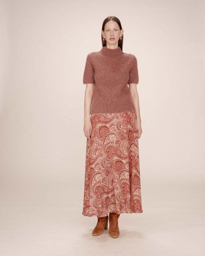 Jupe longue imprimée terracotta Sibella