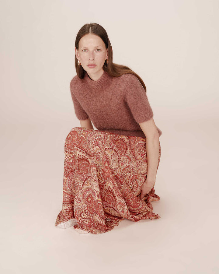 Jupe longue imprimée terracotta Sibella