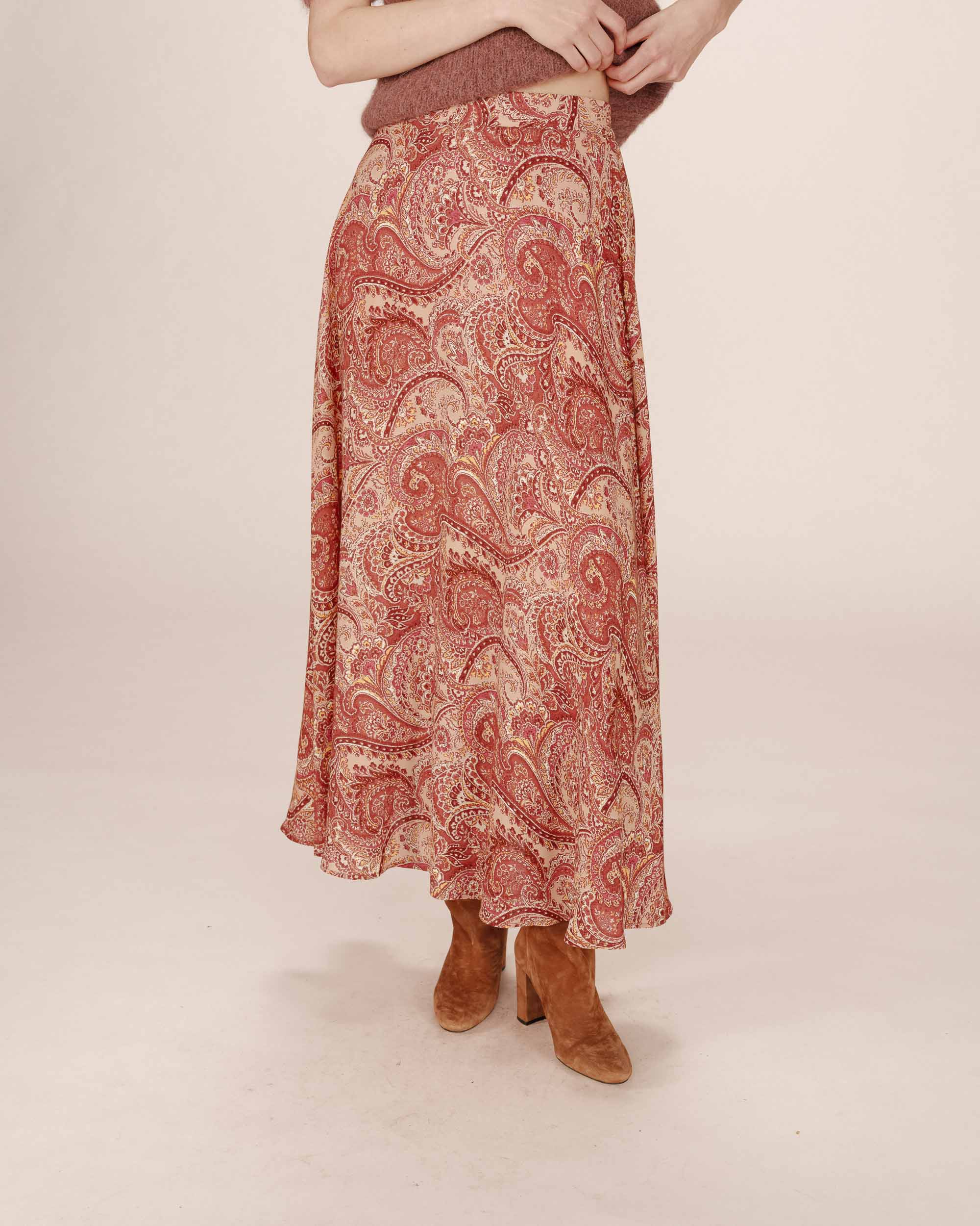 Jupe longue imprimée terracotta Sibella