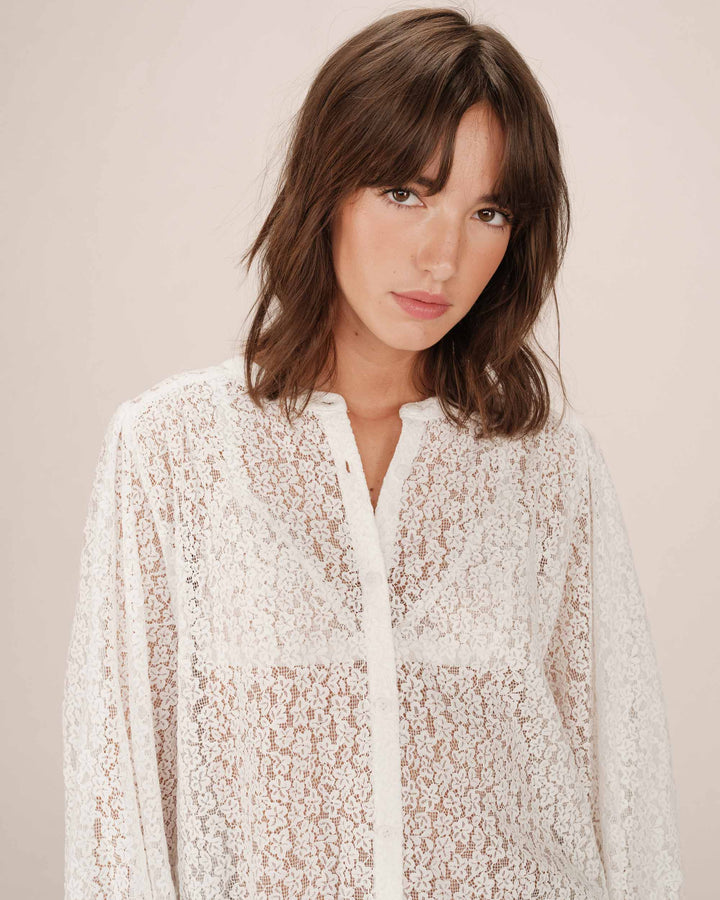 Blouse en dentelle ivoire Sophia