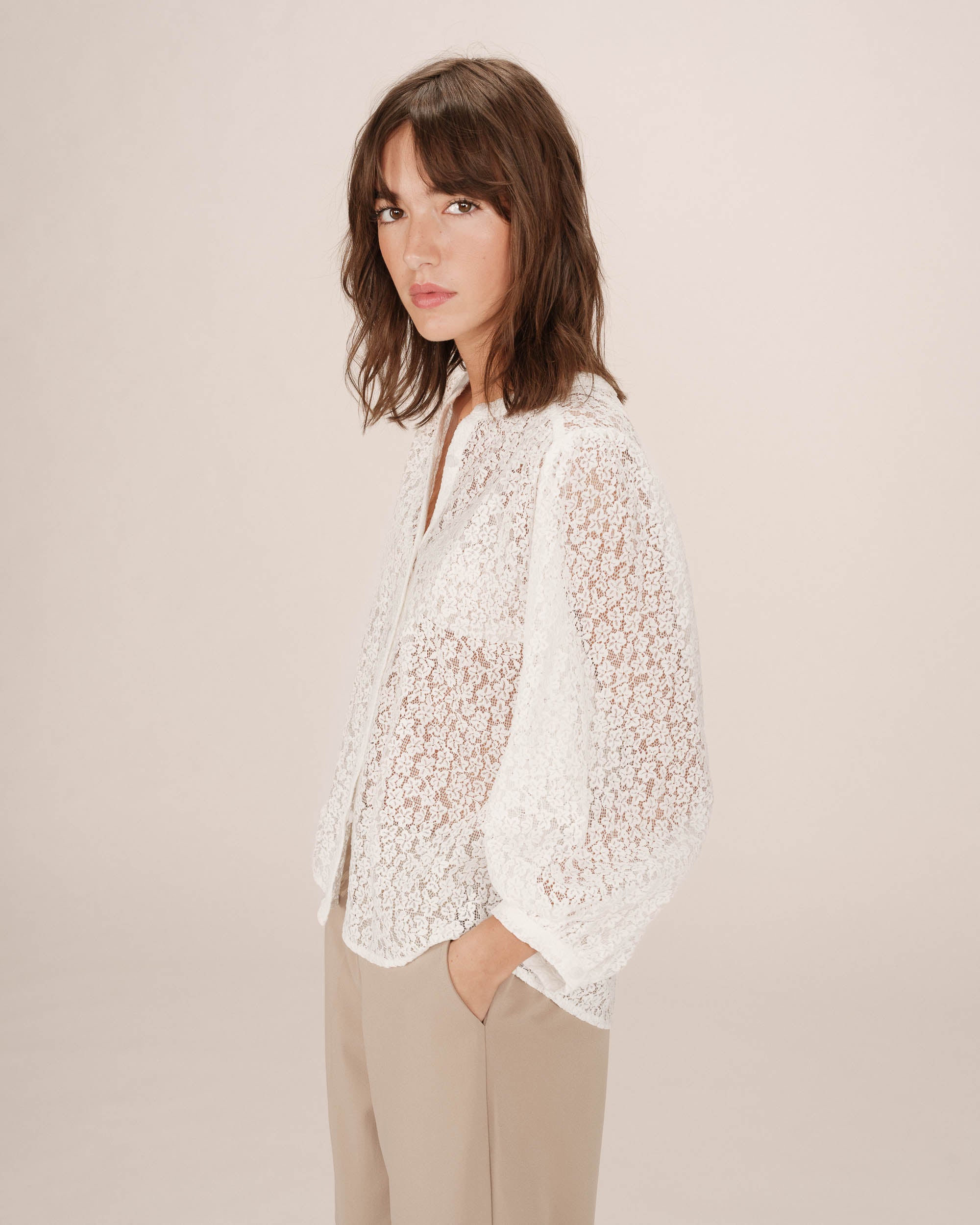 Blouse en dentelle ivoire Sophia