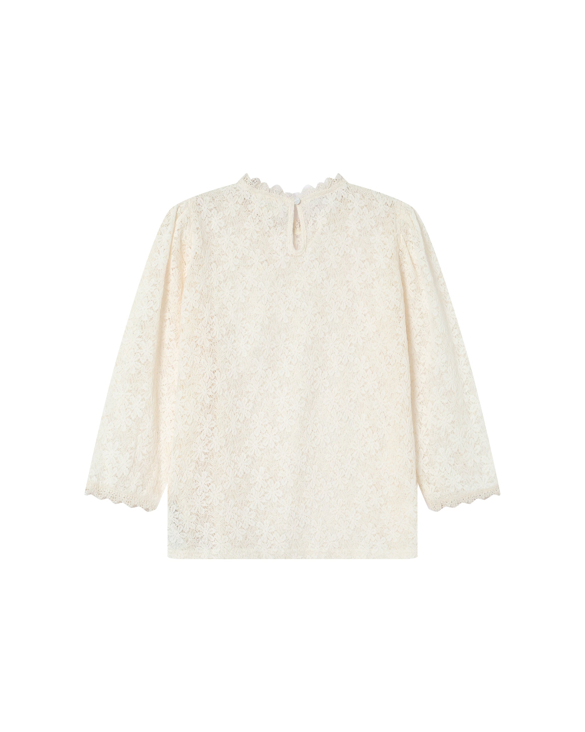 Blouse dentelle col montant ecru Stella