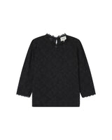 Blouse dentelle col montant noir Stella