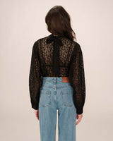Tie-neck blouse black Sicilia