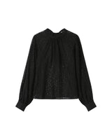 Tie-neck blouse black Sicilia