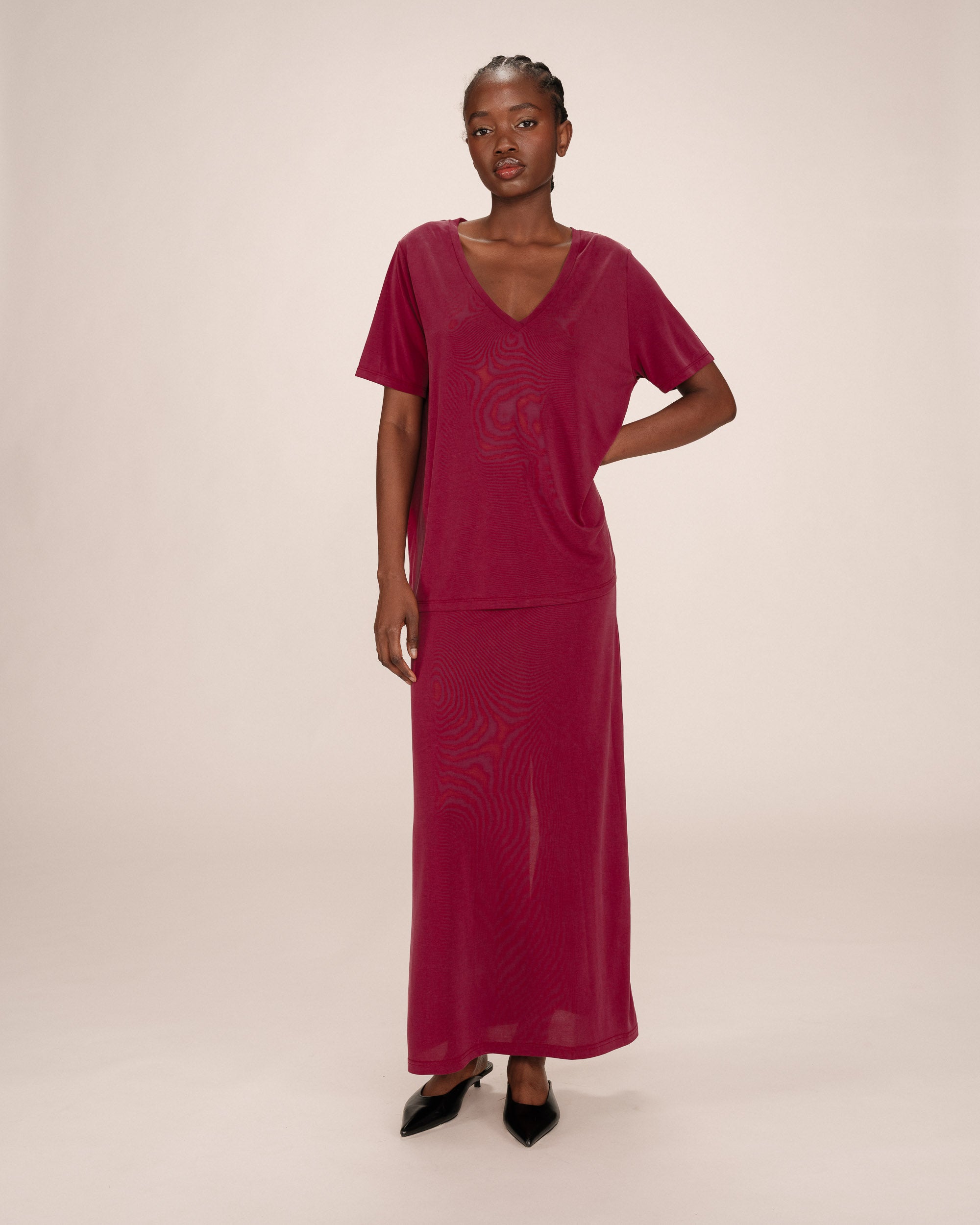 Modal t-shirt burgundy Song