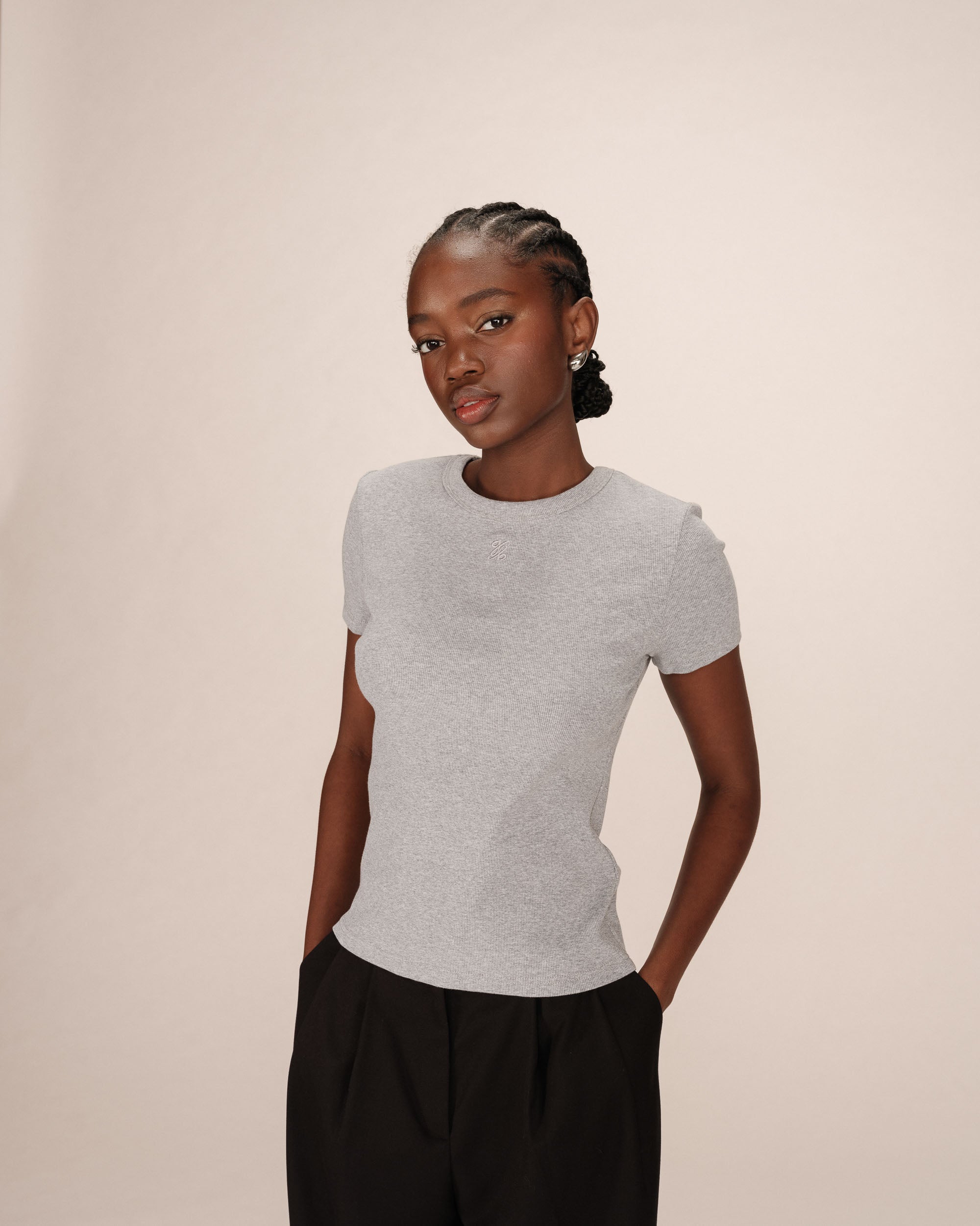 T-shirt col rond gris Sure