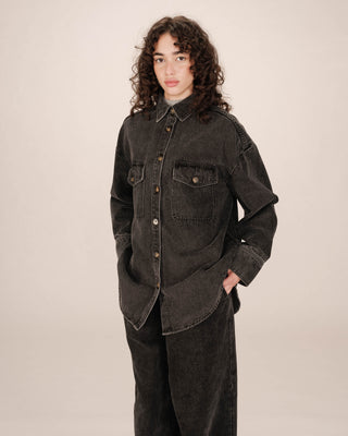 CHEMISE BLACK WASHED SYDNEY