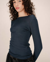 Boat neck top petroleum blue Stanley