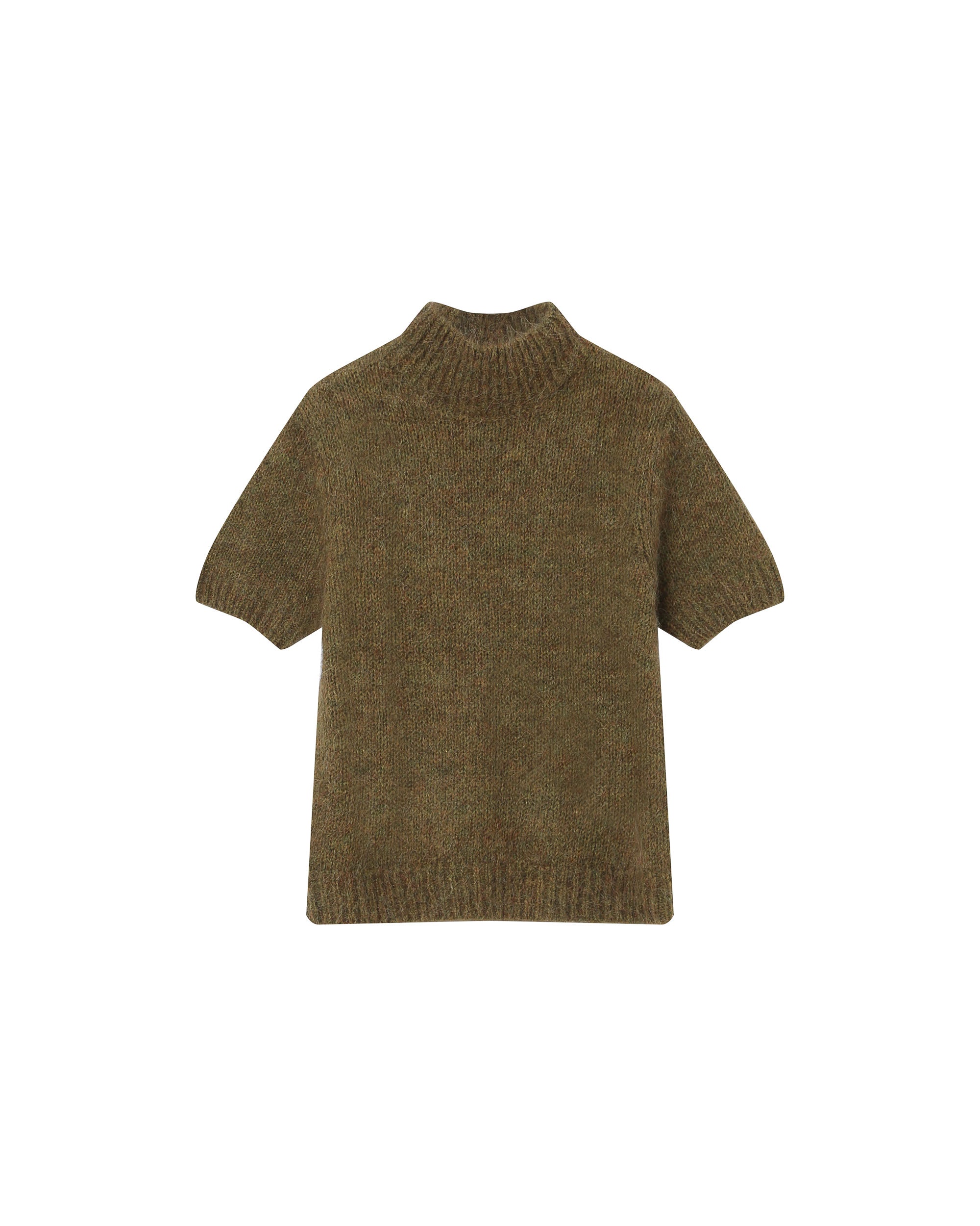 Pull col montant laine olive Saule