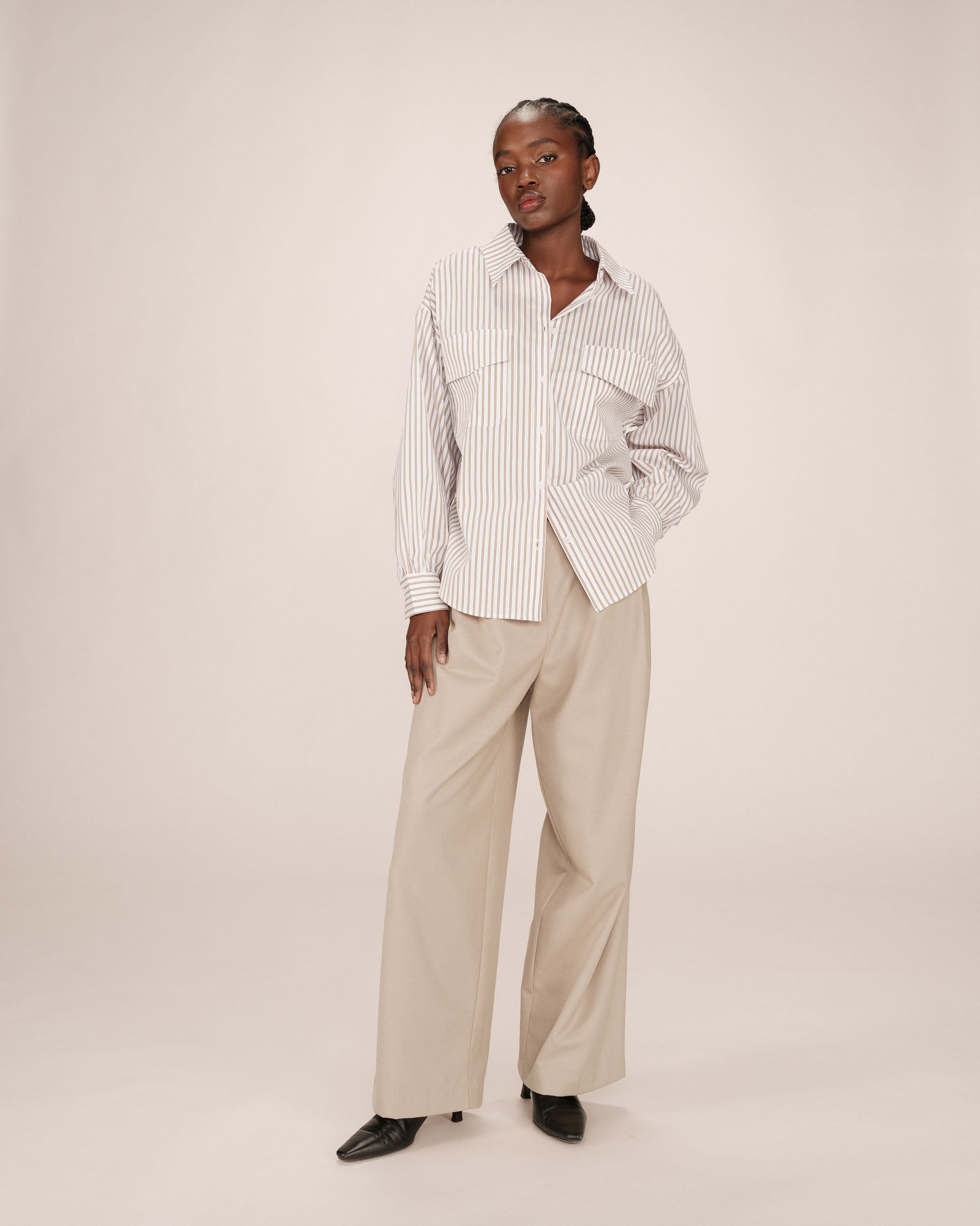 Striped shirt greige Sorbet