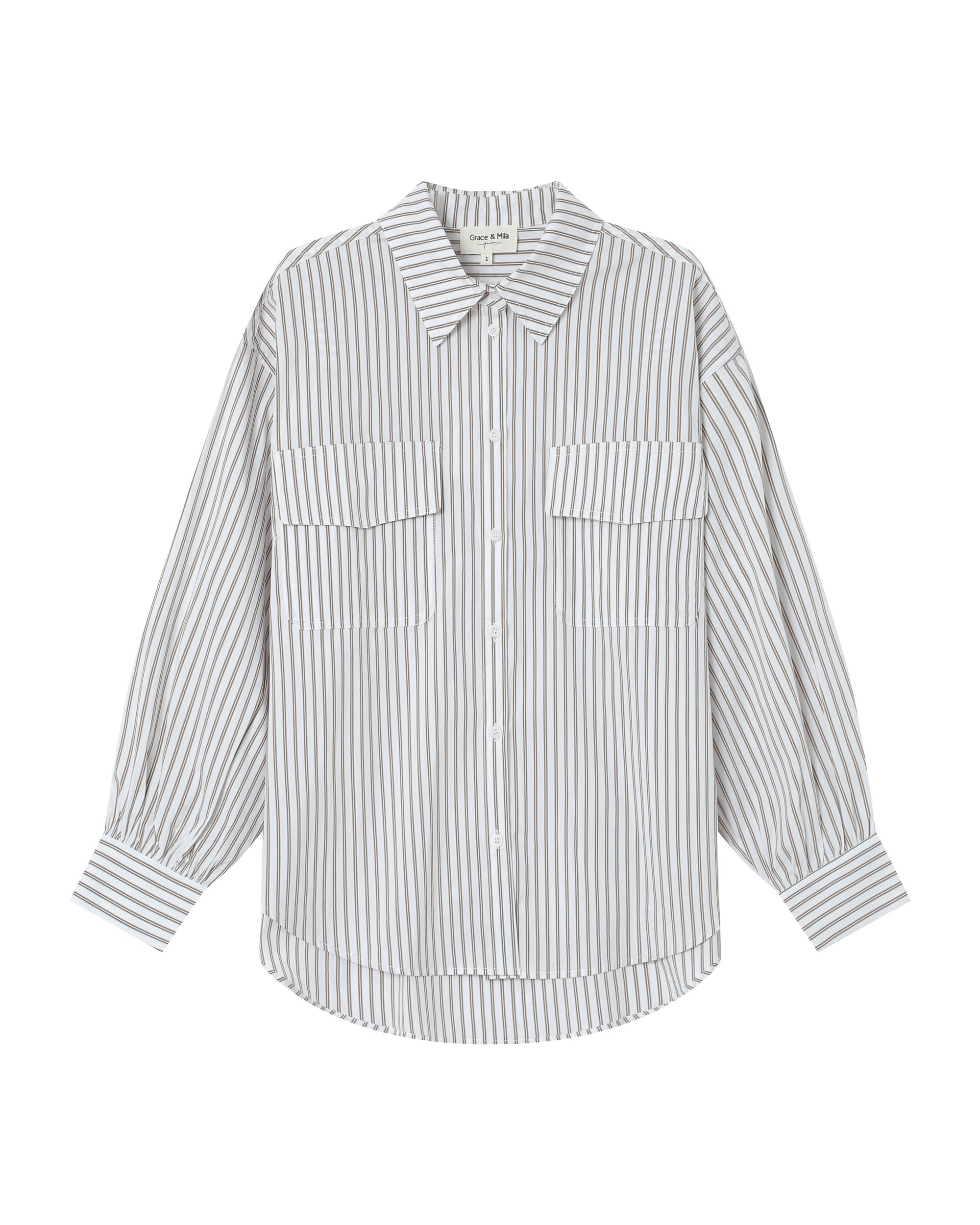Striped shirt greige Sorbet