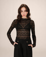 Top en dentelle transparent noir Shady