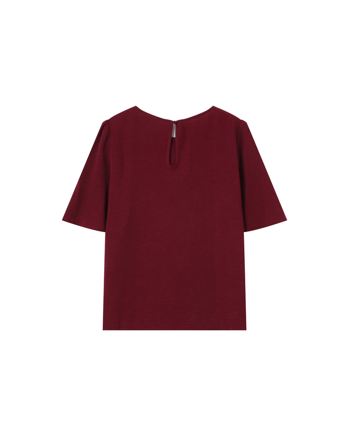 Top fluide col rond bordeaux Shine
