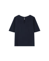 Flowy crew neck top navy Shine