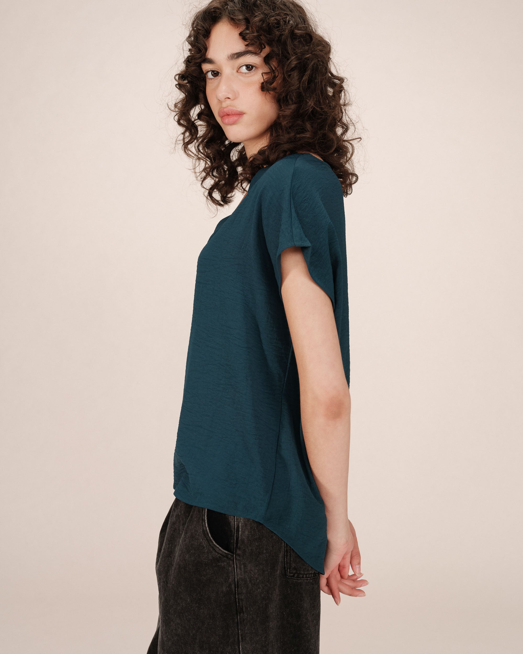 Flowy v-neck top emerald Season