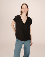 Flowy v-neck top black Season
