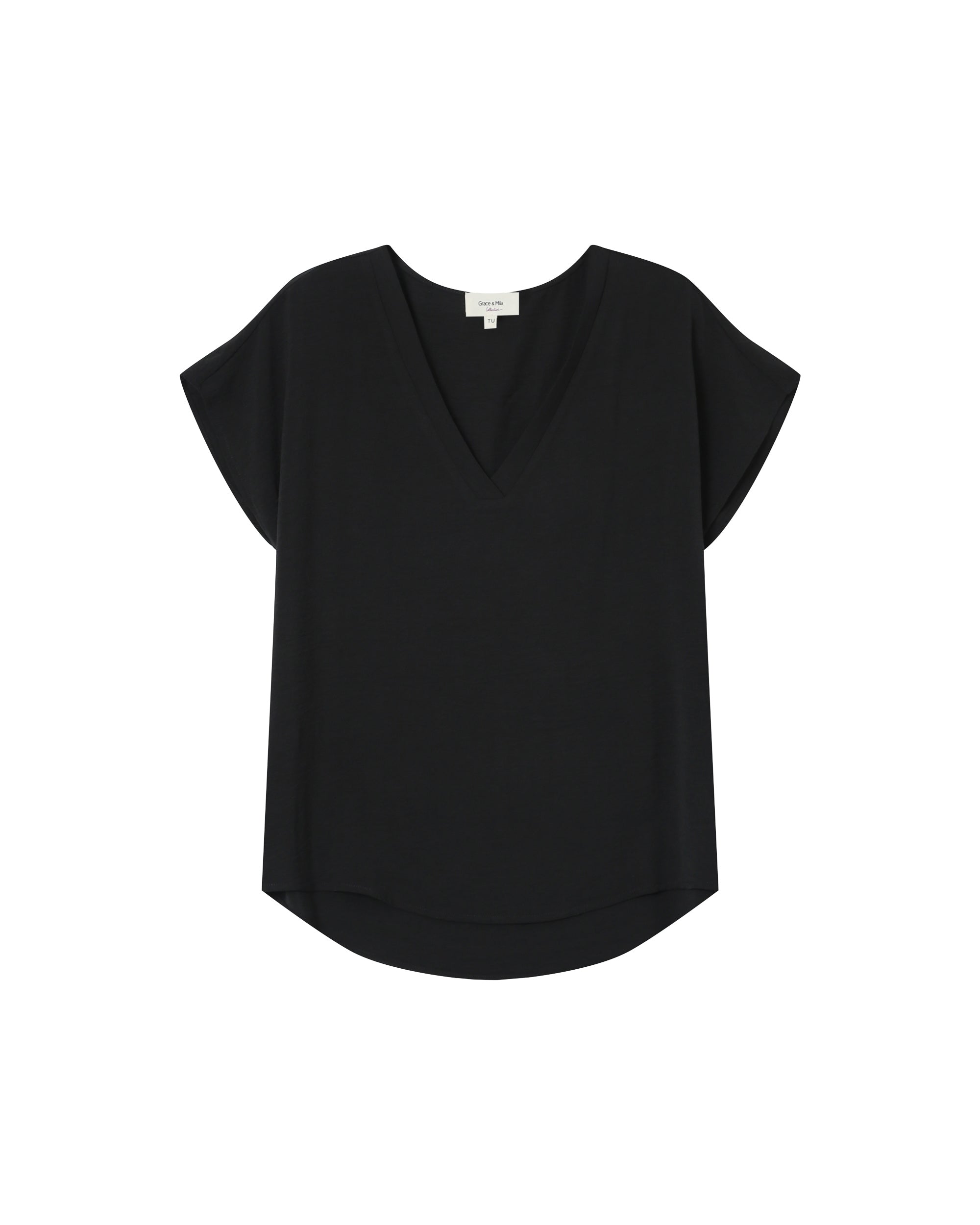 Flowy v-neck top black Season