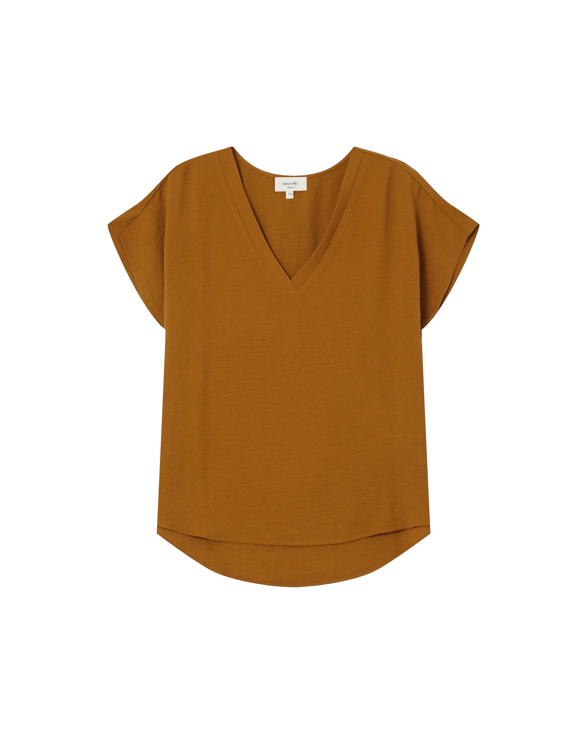 Flowy v-neck top ocher Season