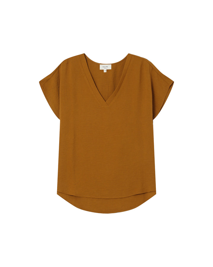 Flowy v-neck top ocre Season