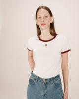 Embroidered monogram t-shirt ecru Sany