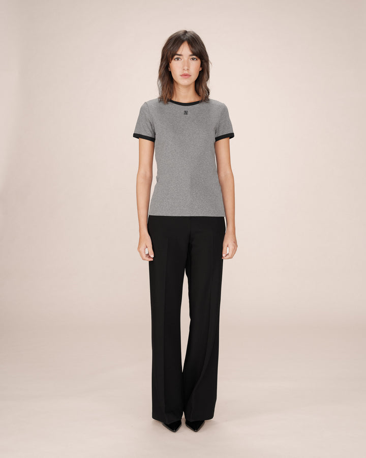 Embroidered monogram t-shirt gris Sany