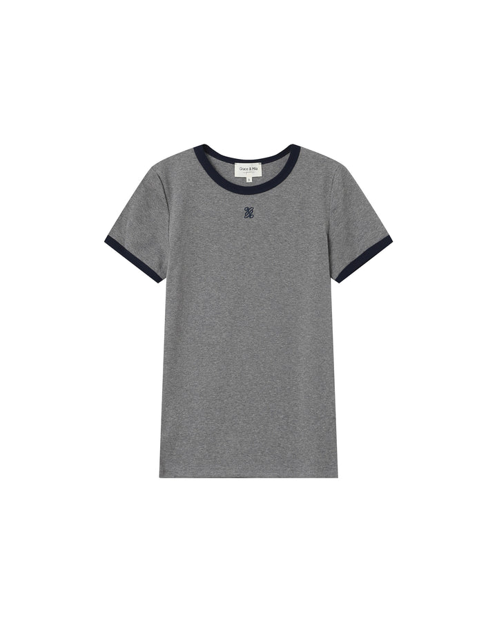 Embroidered monogram t-shirt gris Sany