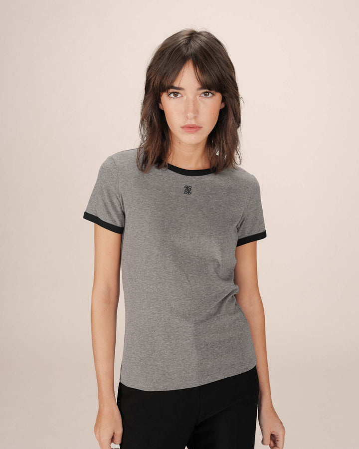 Embroidered monogram t-shirt gris Sany