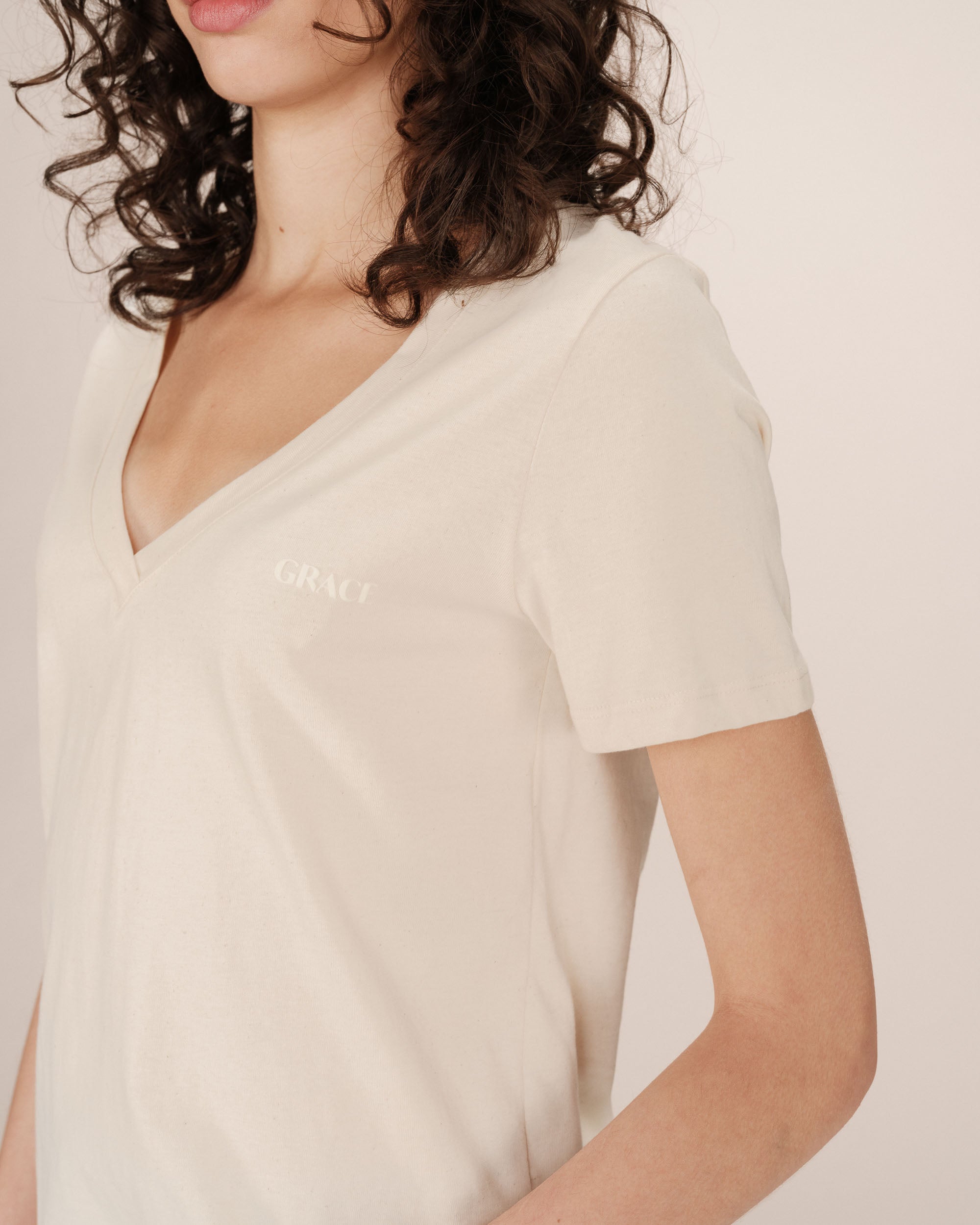 Graphic t-shirt beige Samory