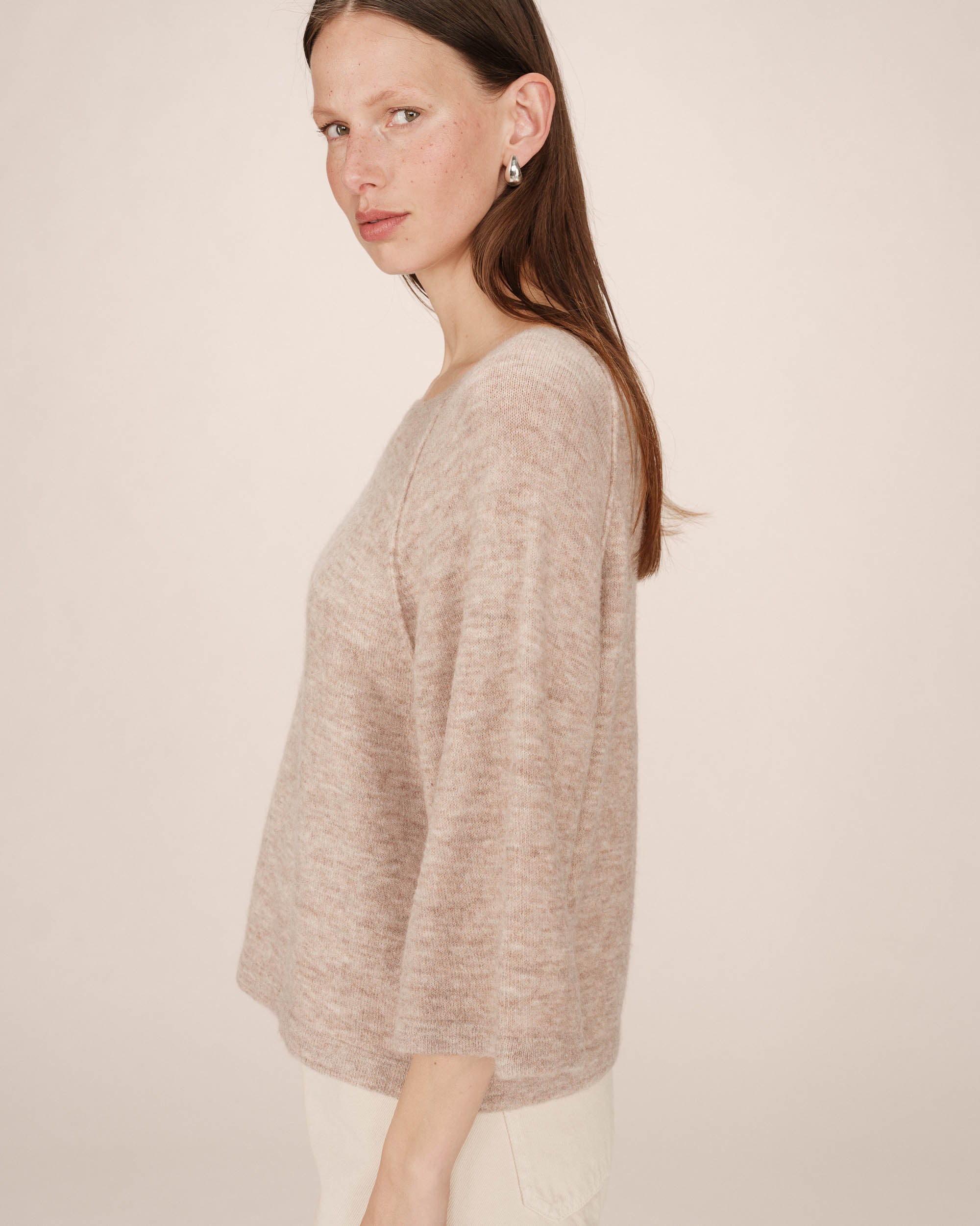 Wool and mohair sweater beige pink Sam