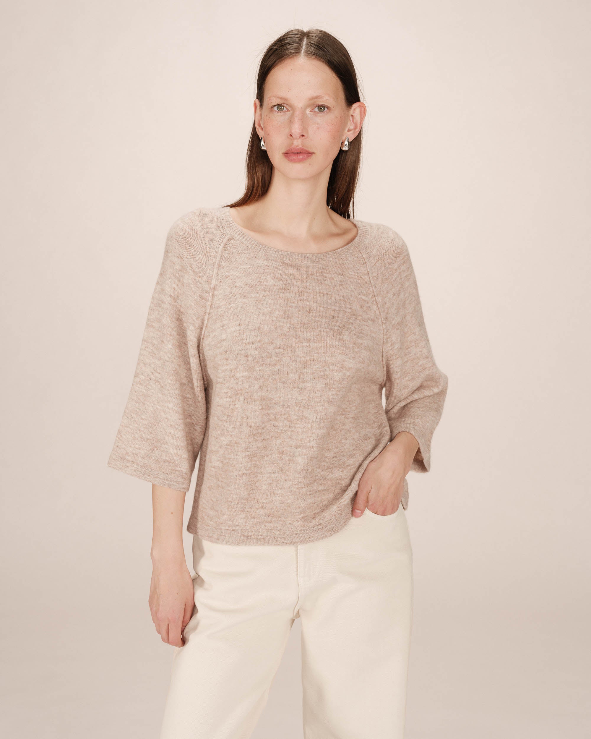 Wool and mohair sweater beige pink Sam