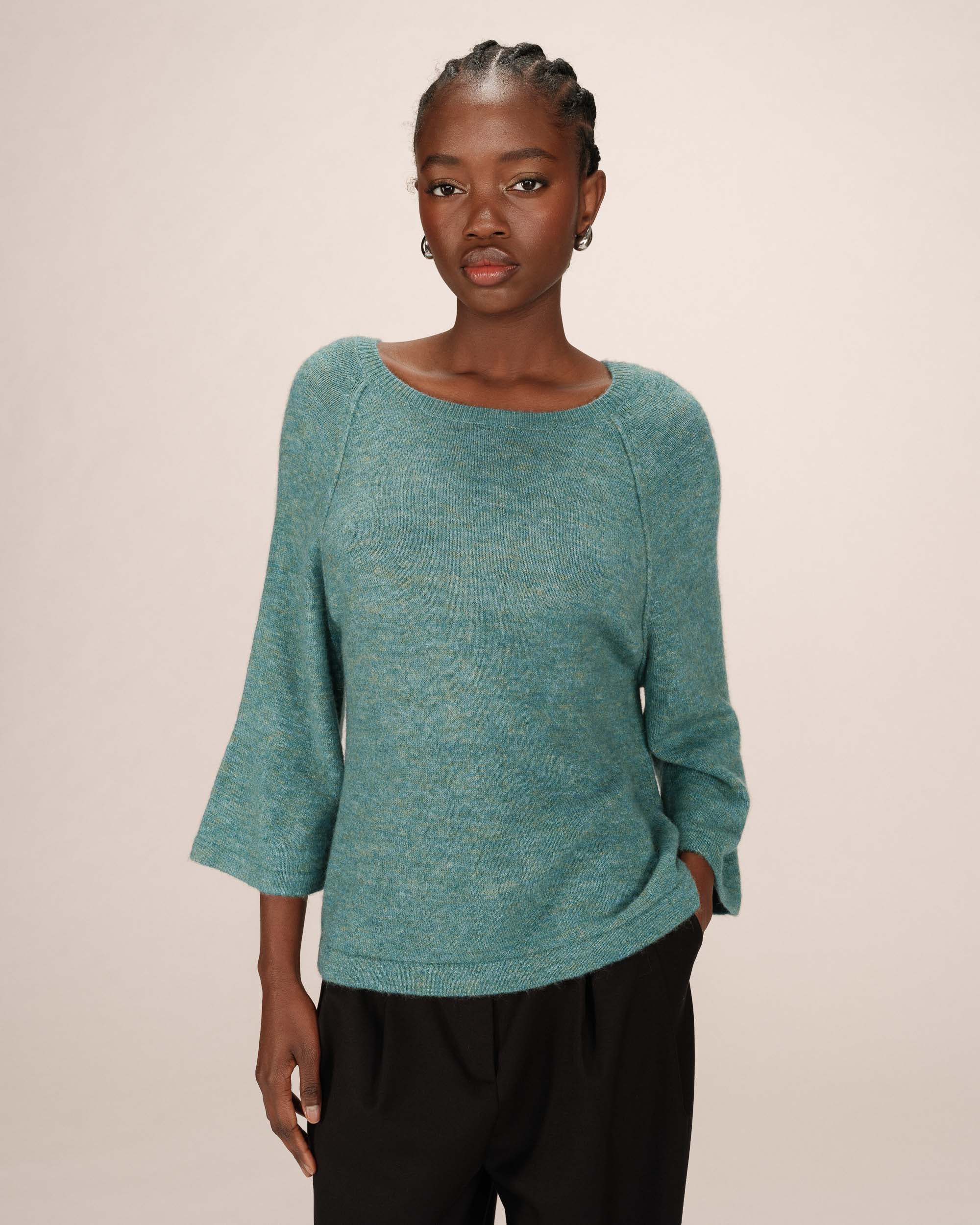 Wool and mohair sweater sage Sam