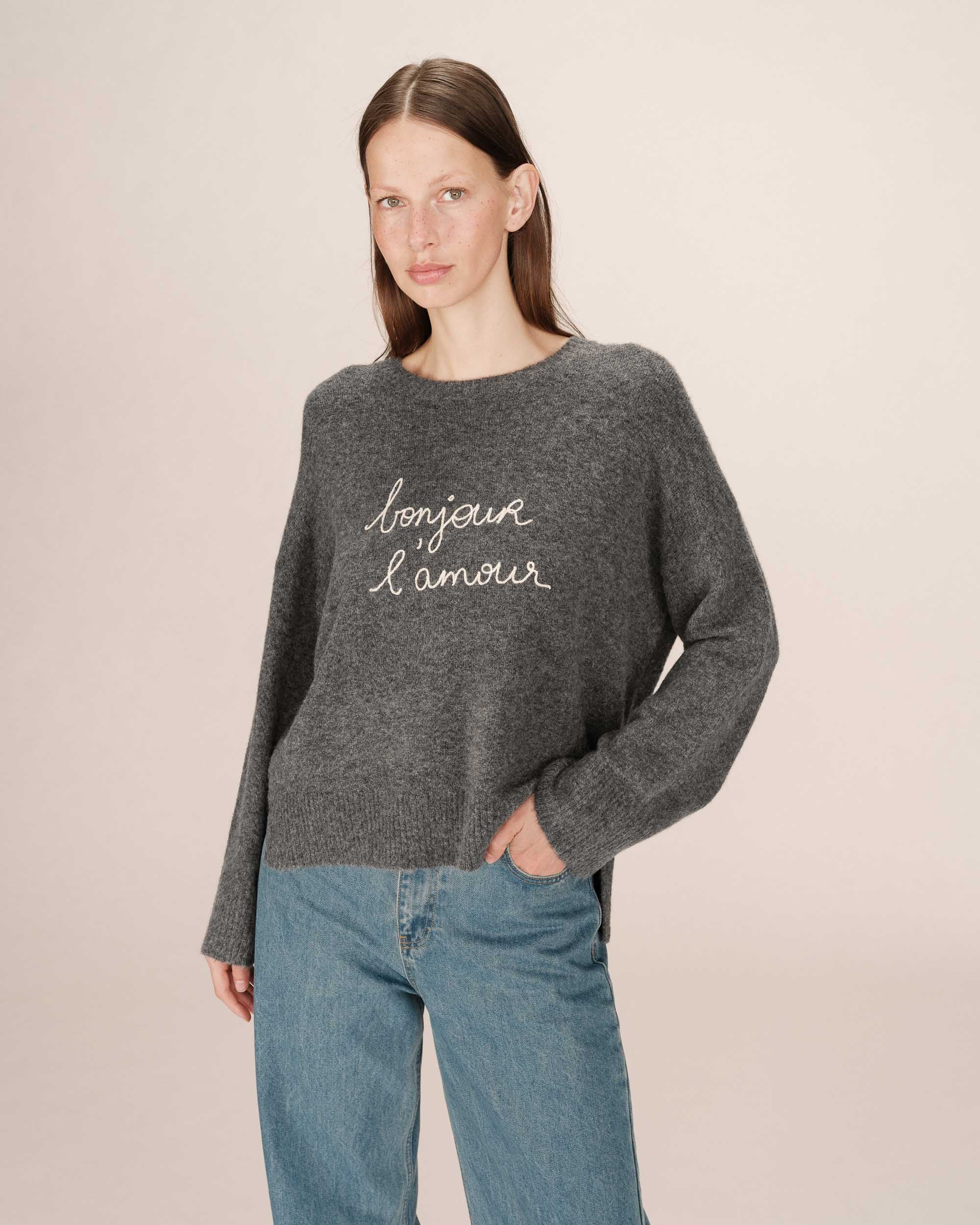 Embroidered sweater anthracite Saints