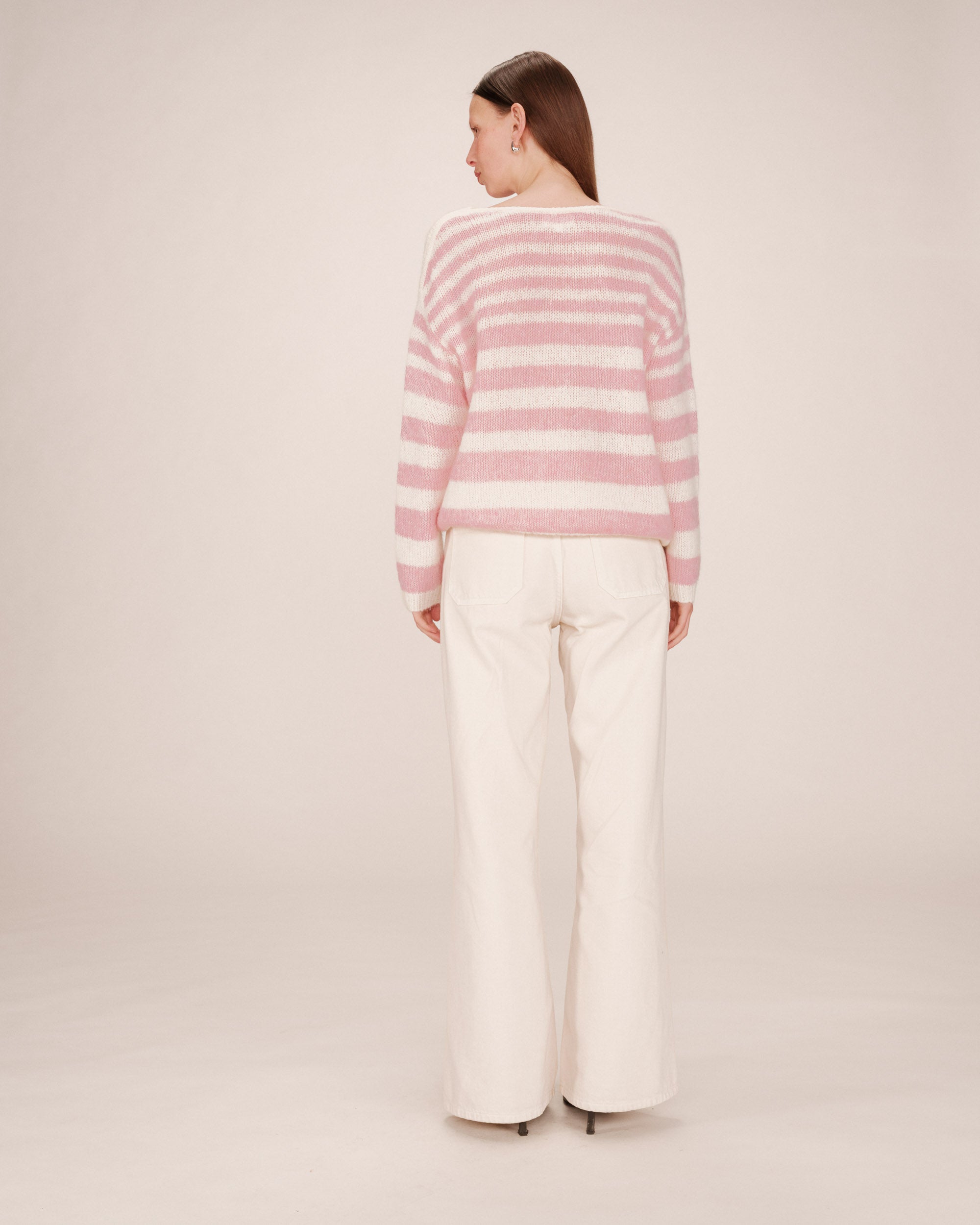 Striped sweater cristal rose Sand
