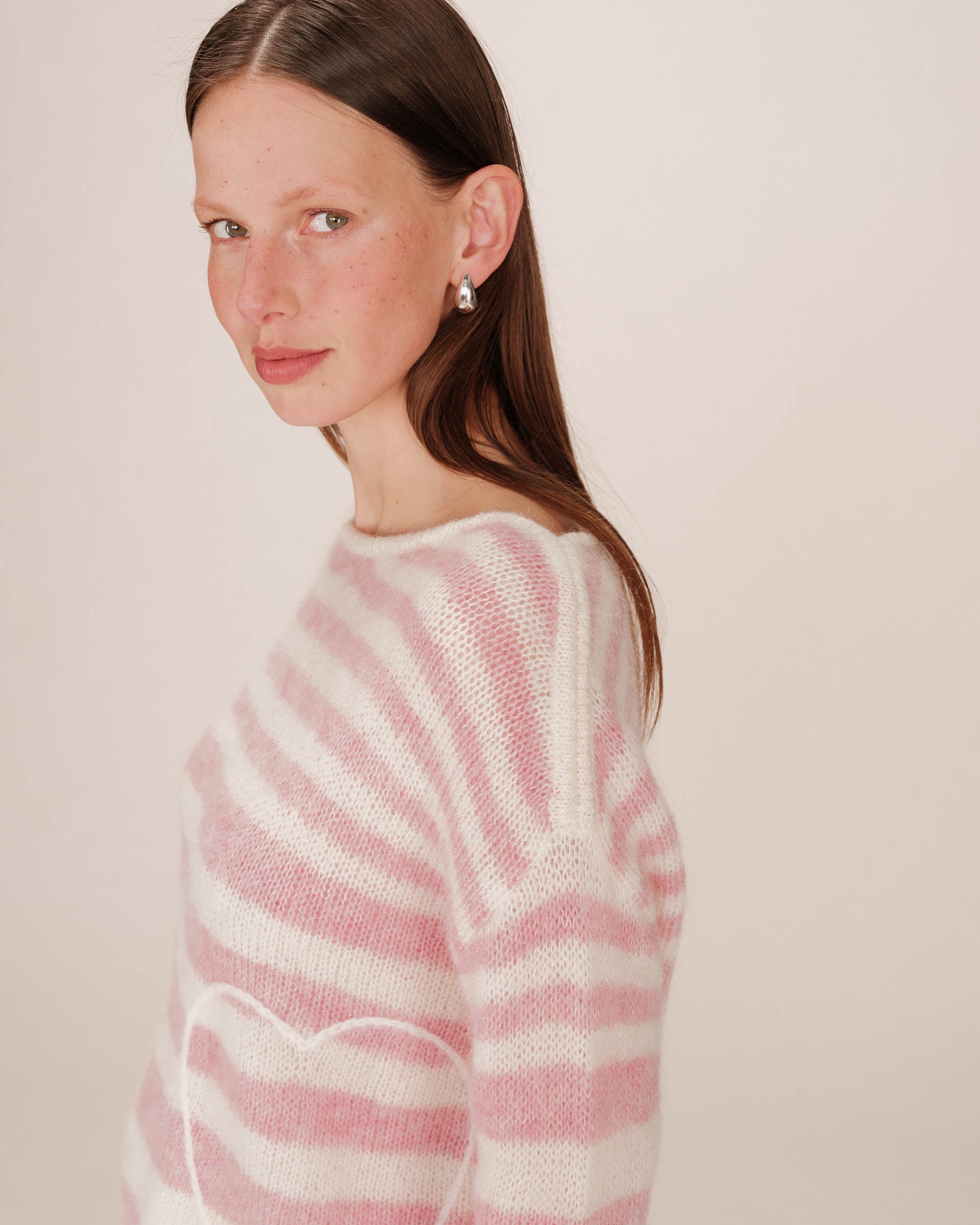 Striped sweater cristal rose Sand