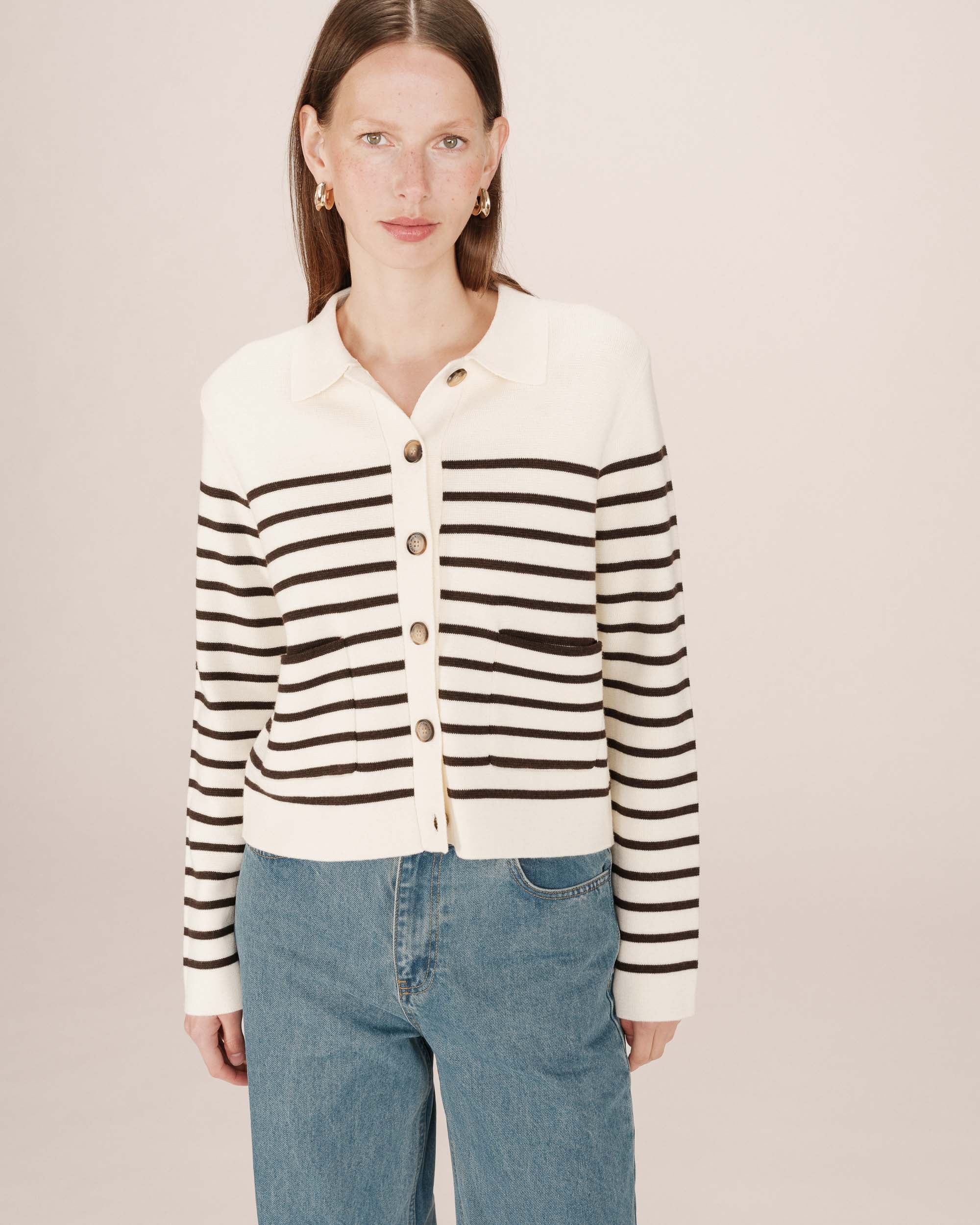 Buttoned cardigan ecru Sailor