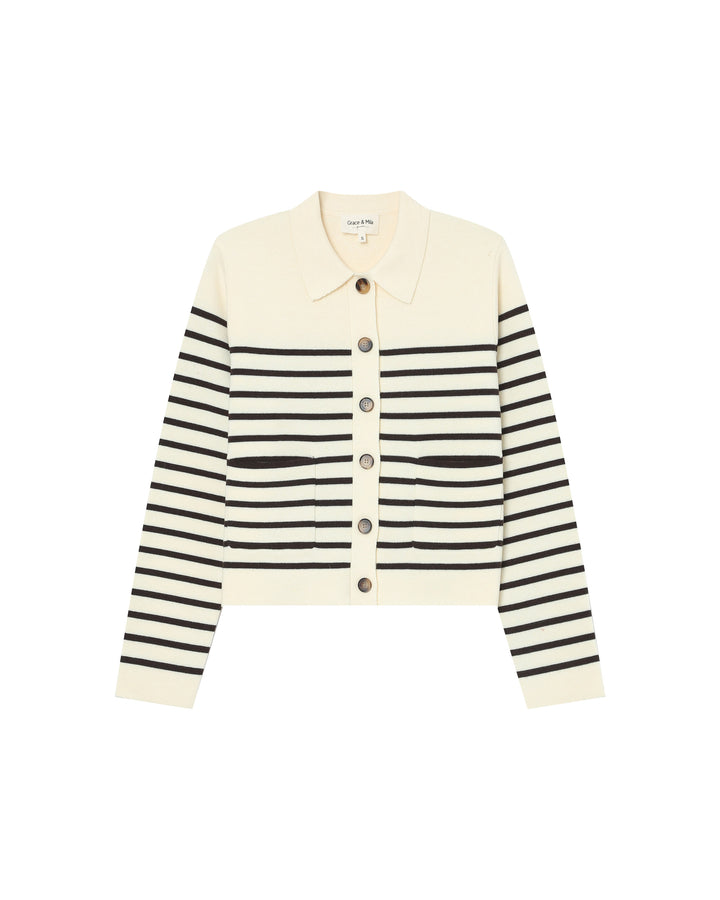 Cardigan boutonne ecru Sailor