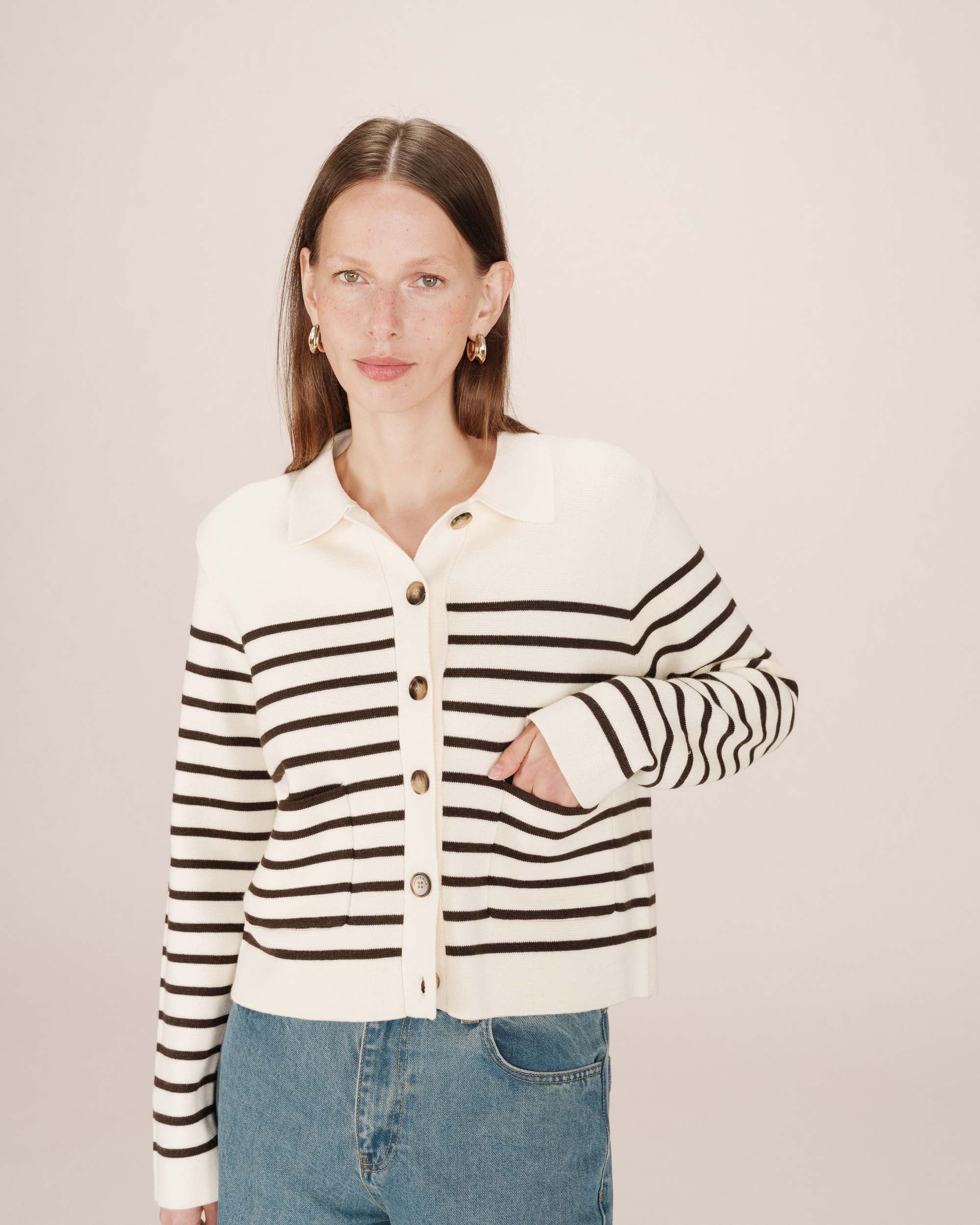 Buttoned cardigan ecru Sailor