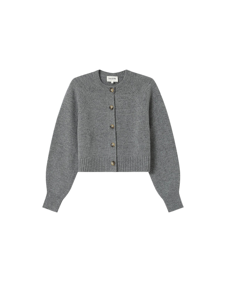 Cardigan boutonne en laine gris Sanders