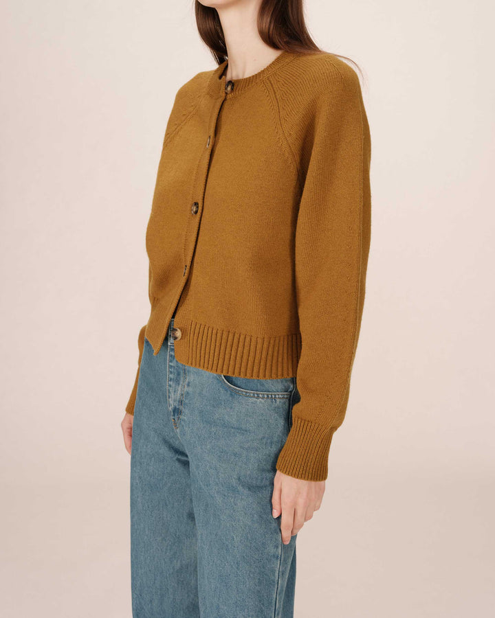 Cardigan boutonne en laine kaki Sanders