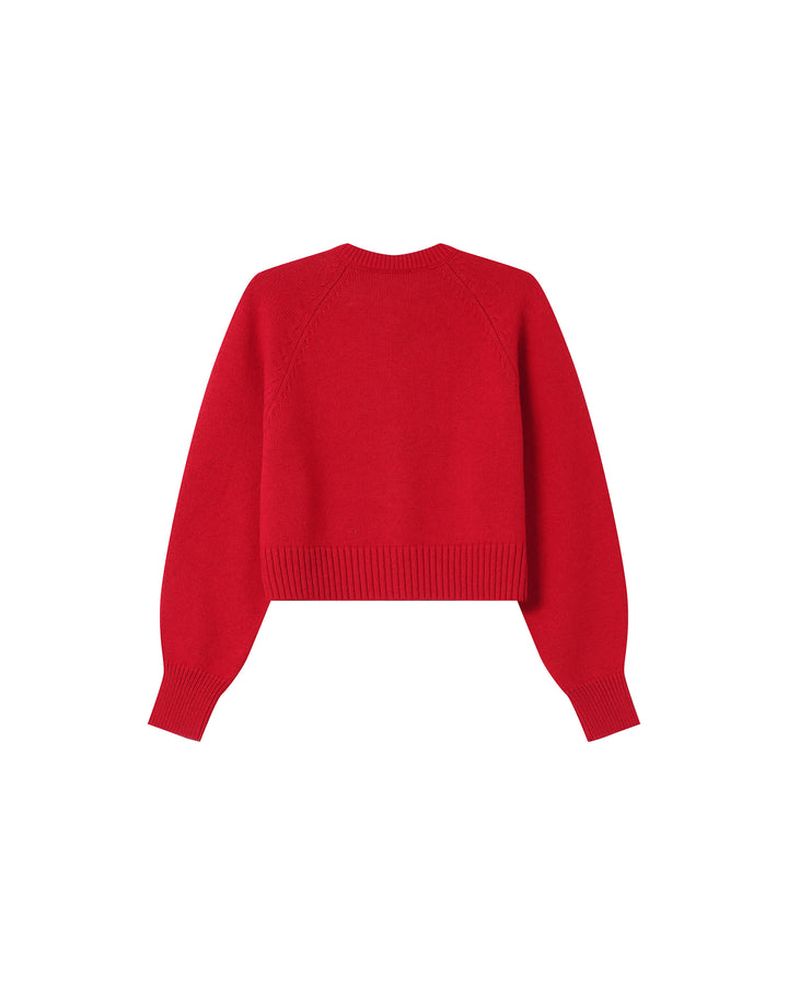 Cardigan boutonne en laine rouge Sanders