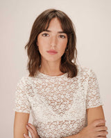 T-shirt dentelle transparent ecru Swift