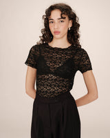 T-shirt dentelle transparent noir Swift