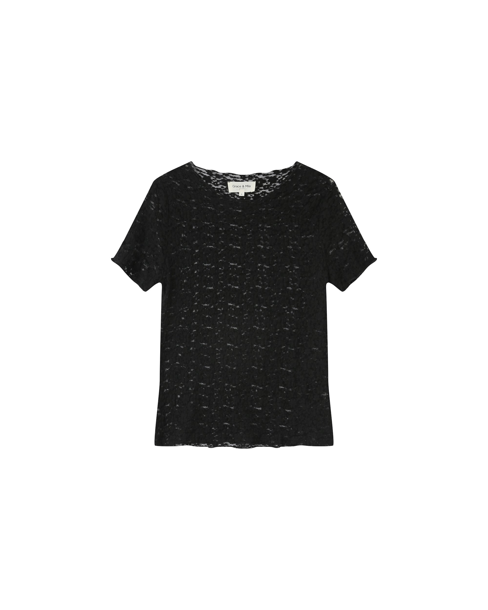 T-shirt dentelle transparent noir Swift