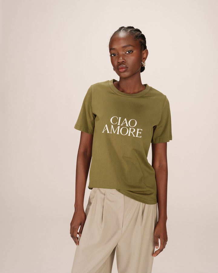 Printed t-shirt olive Soft