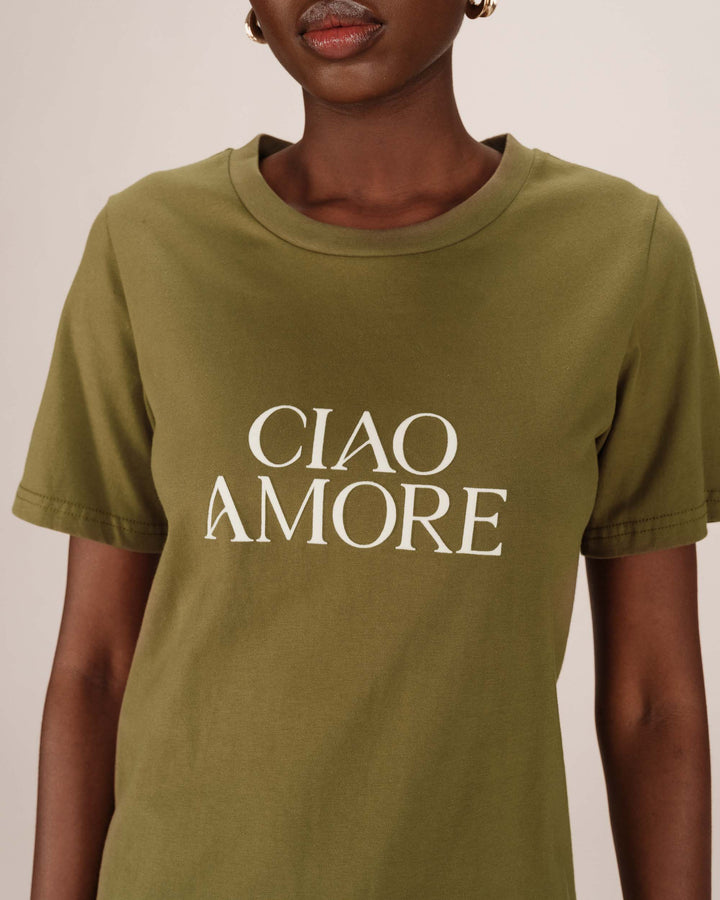 Printed t-shirt olive Soft